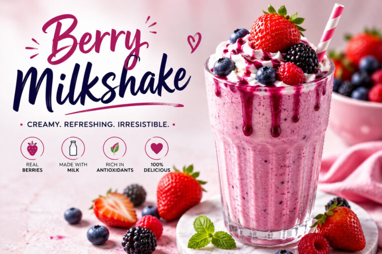Creamy Mixed Berry Protein Milkshake Recipe