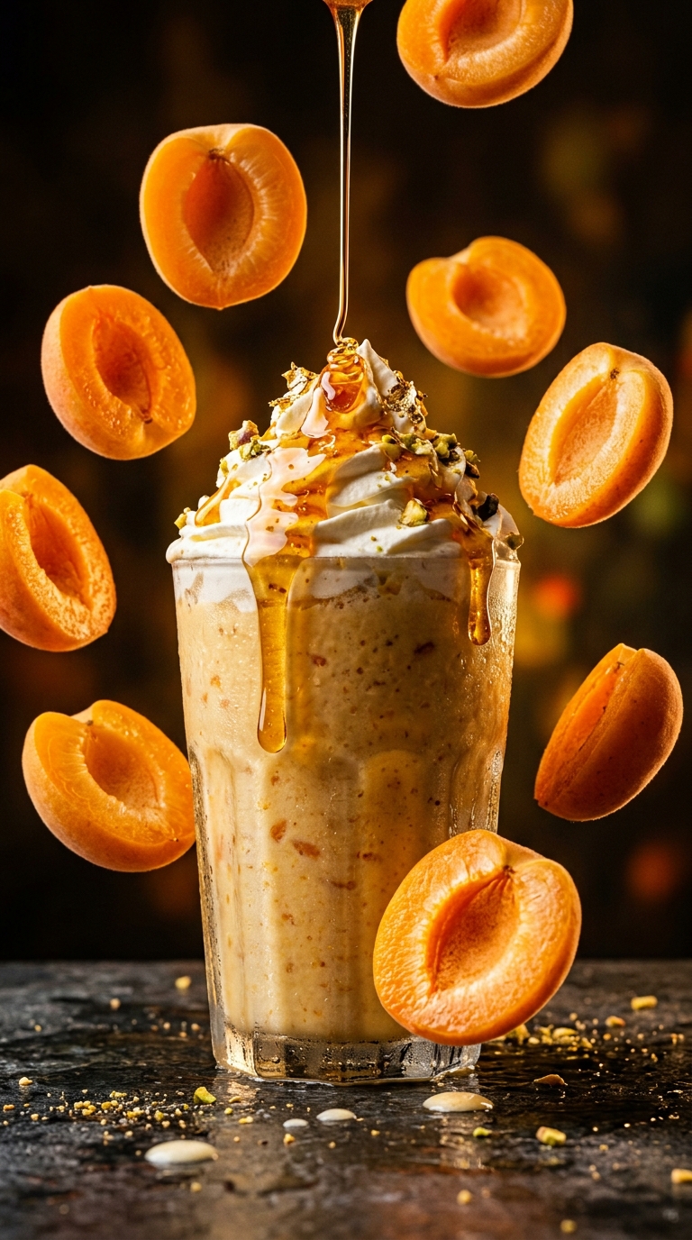 Finished apricot milkshake ready to enjoy