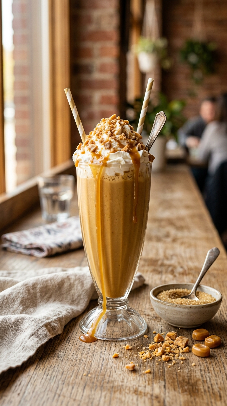 Finished butterscotch milkshake ready to enjoy