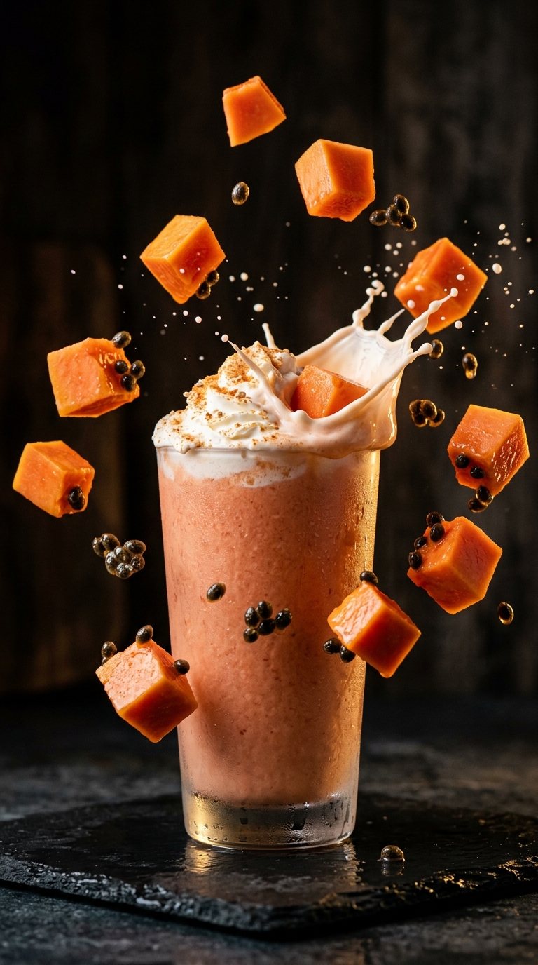 Finished papaya milkshake ready to enjoy