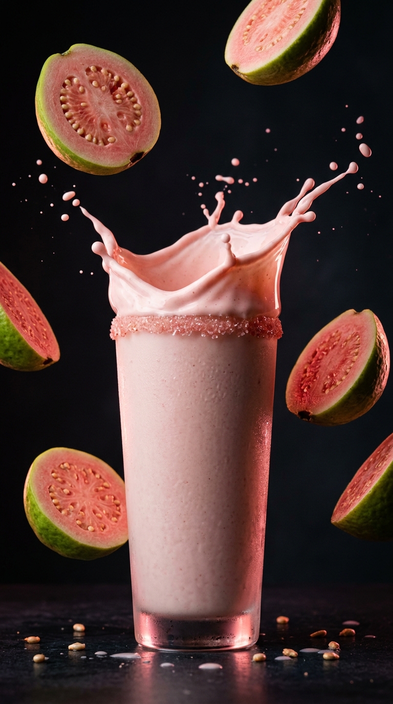 Finished guava milkshake ready to enjoy