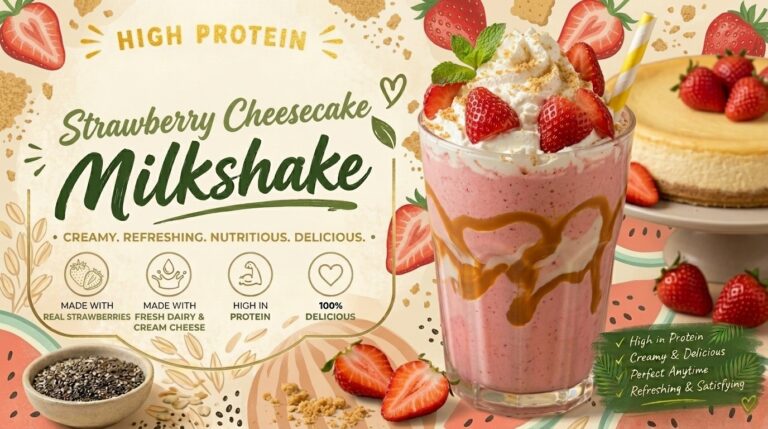 Strawberry Cheesecake Milkshake. Easy 5 Minute Recipe