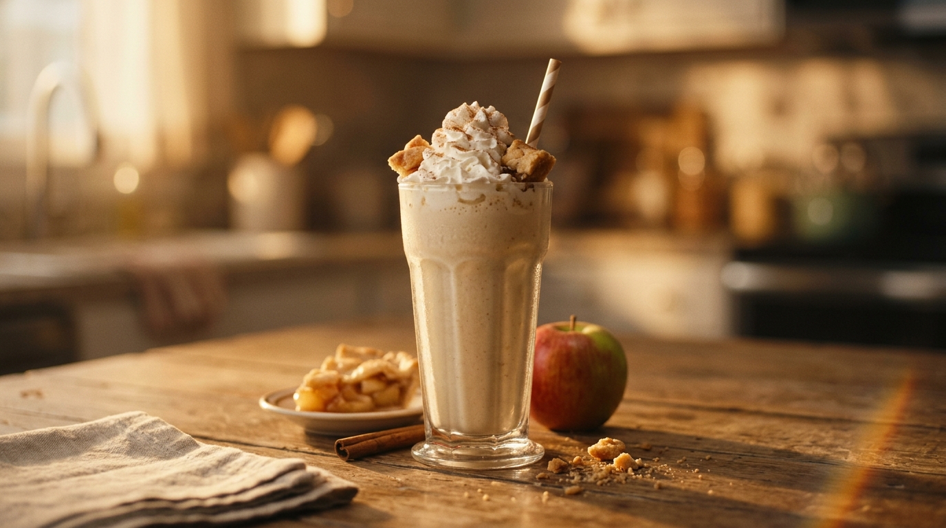 Finished apple pie milkshake ready to enjoy