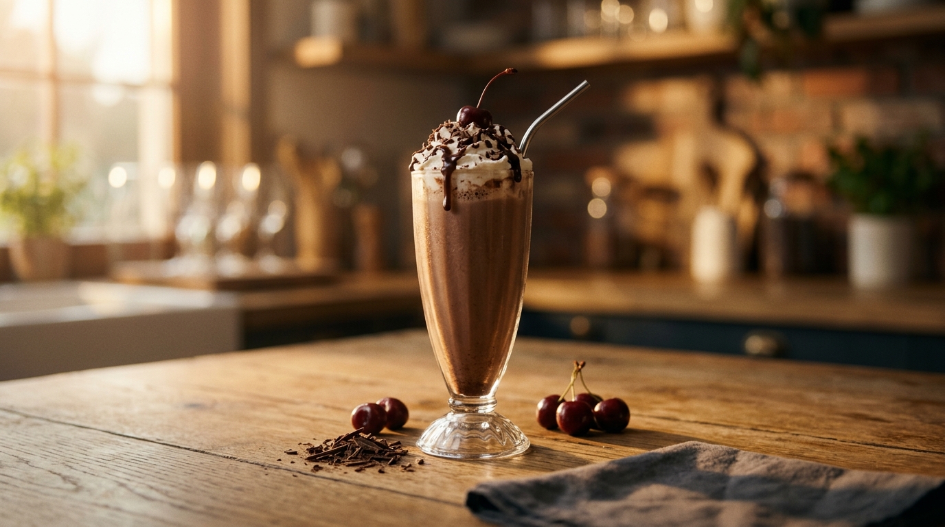 Finished black forest milkshake ready to enjoy