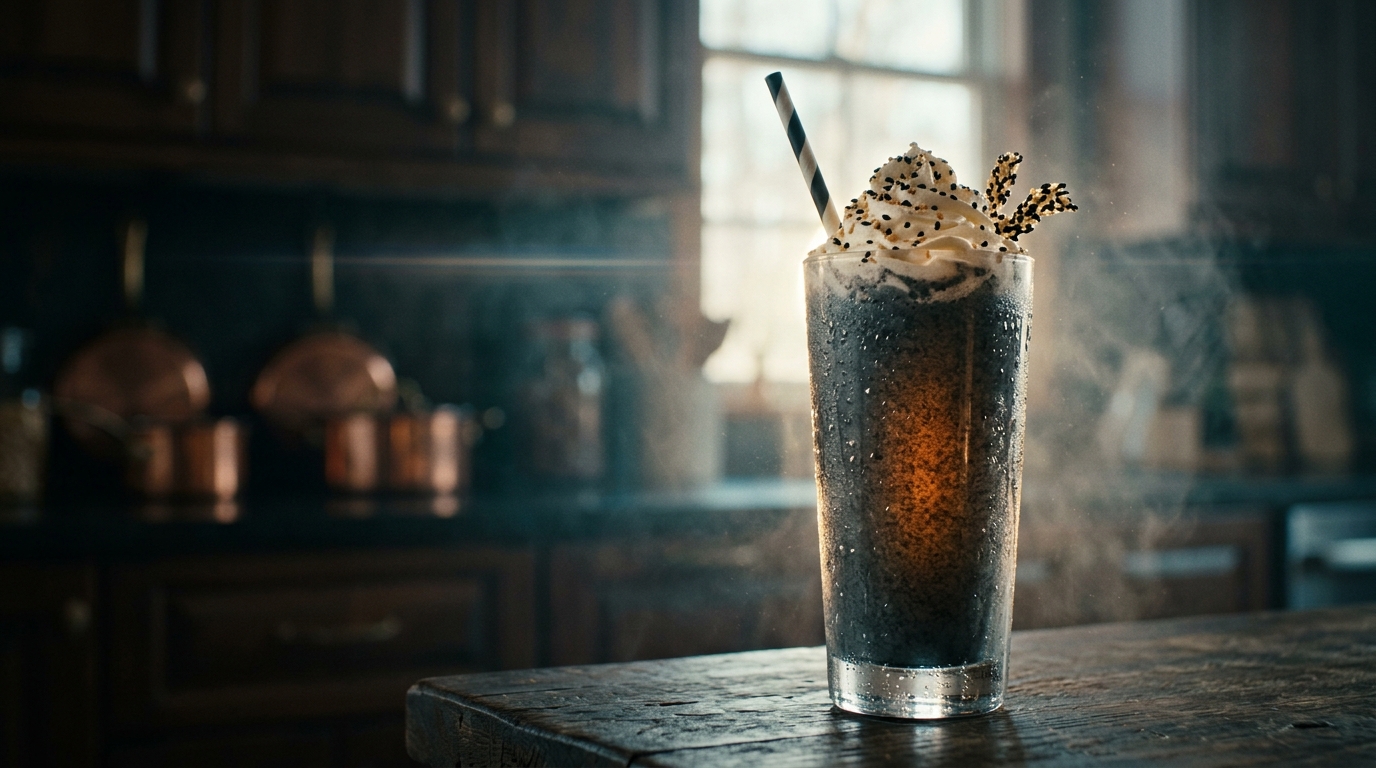 Black Sesame Milkshake - styled presentation