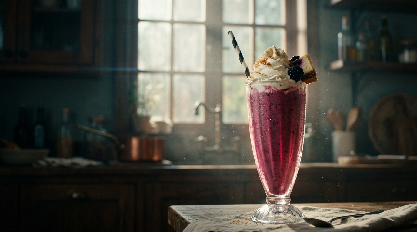 Blackberry Cheesecake Milkshake - styled presentation