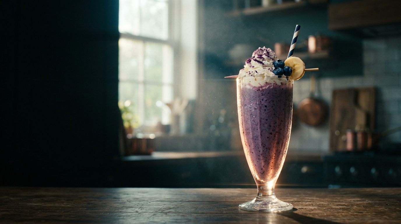 Blueberry Banana Milkshake - styled presentation
