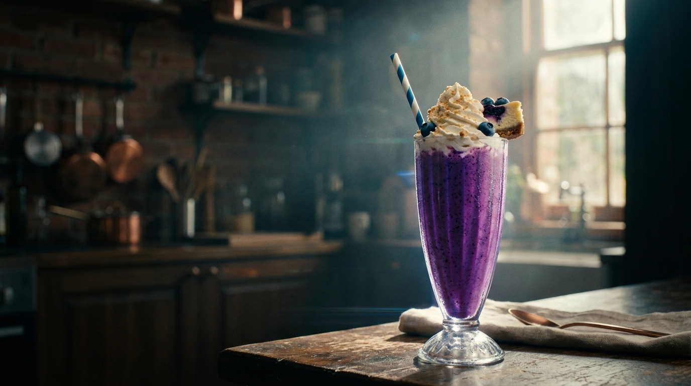 Blueberry Cheesecake Milkshake - styled presentation