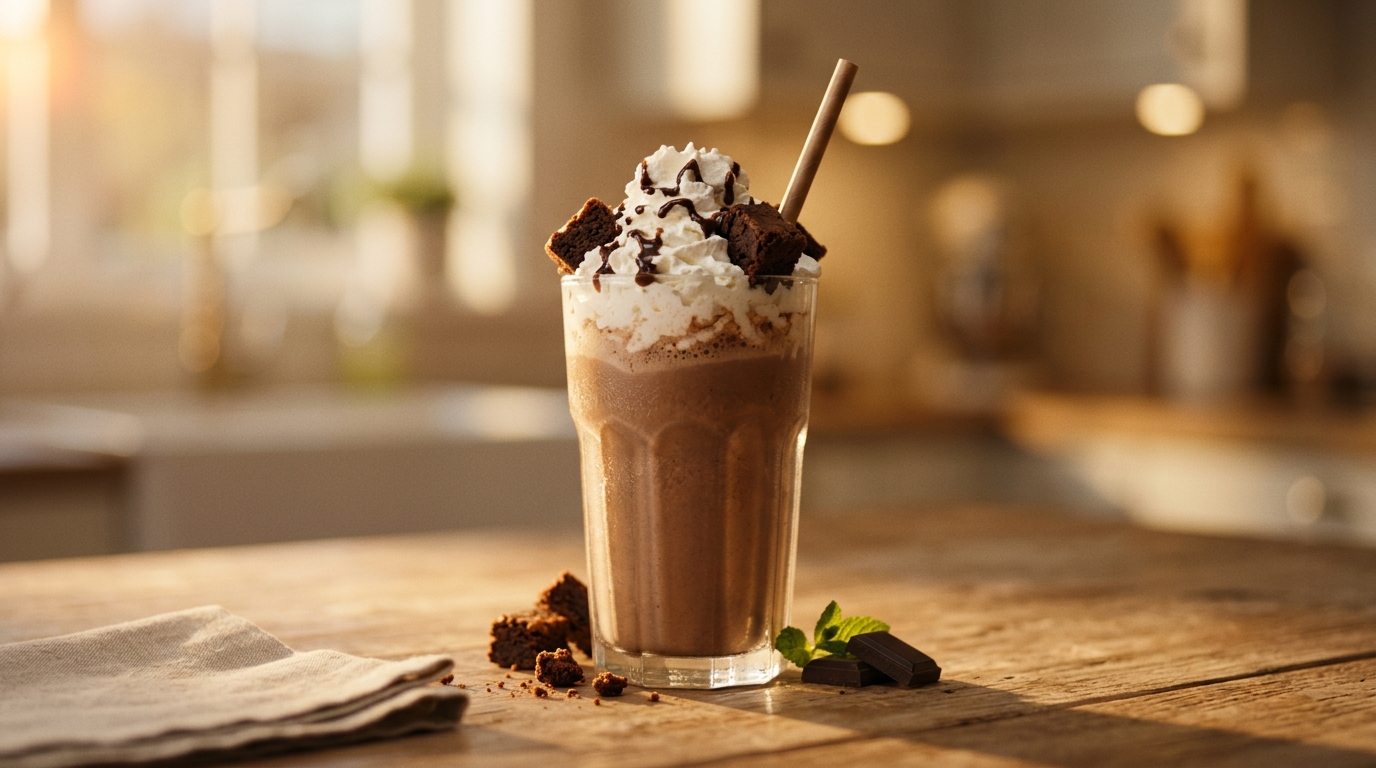 Finished brownie milkshake ready to enjoy