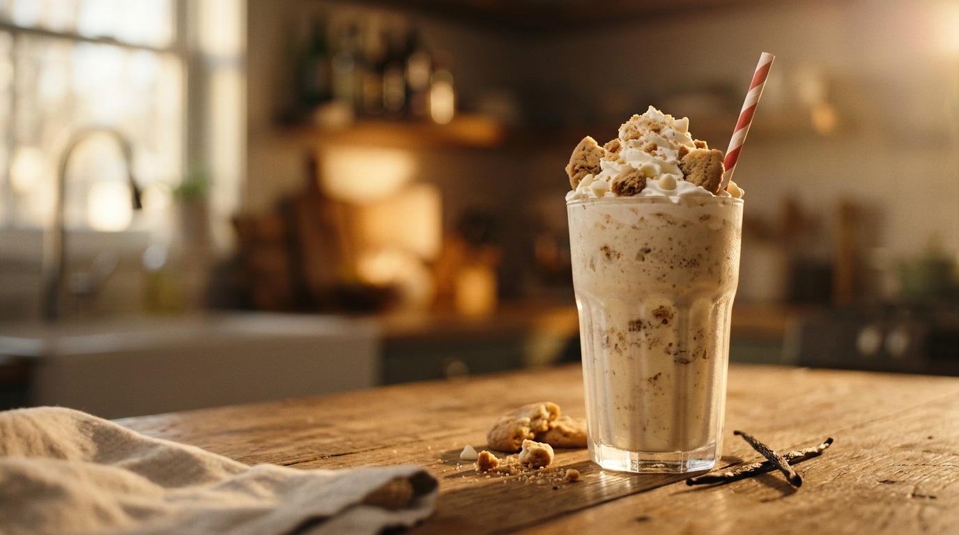 Finished cheesecake cookie milkshake ready to enjoy