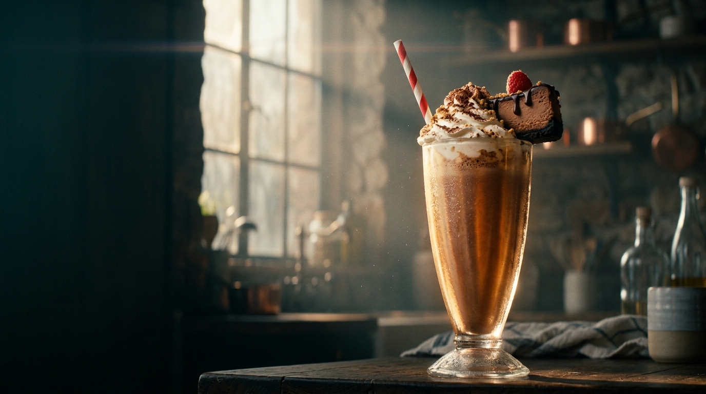 Chocolate Cheesecake Milkshake - styled presentation