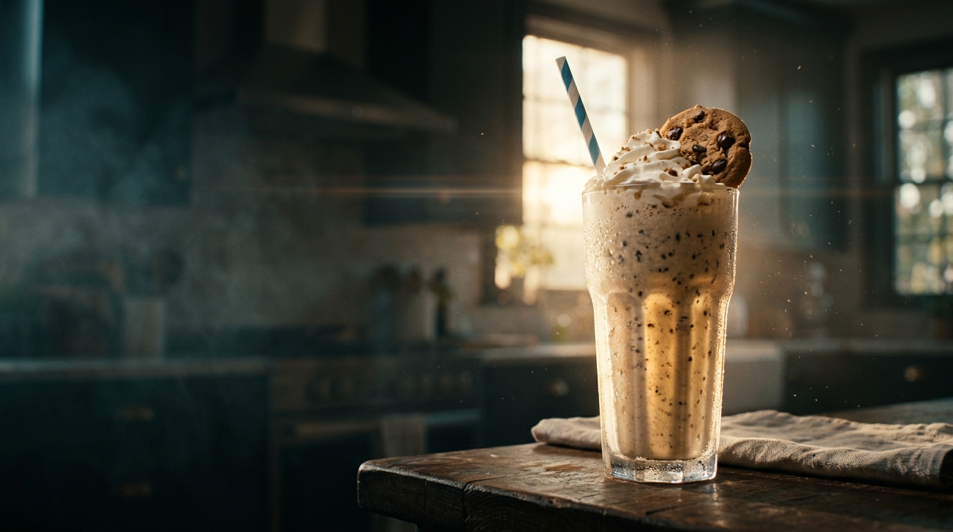 Chocolate Chip Cookie Milkshake - styled presentation