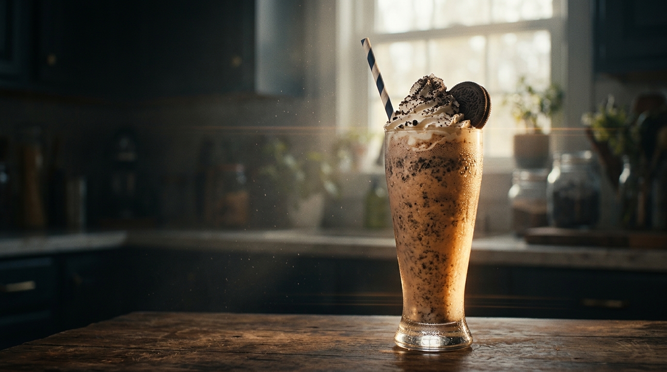 Chocolate Cookies And Cream Milkshake - styled presentation