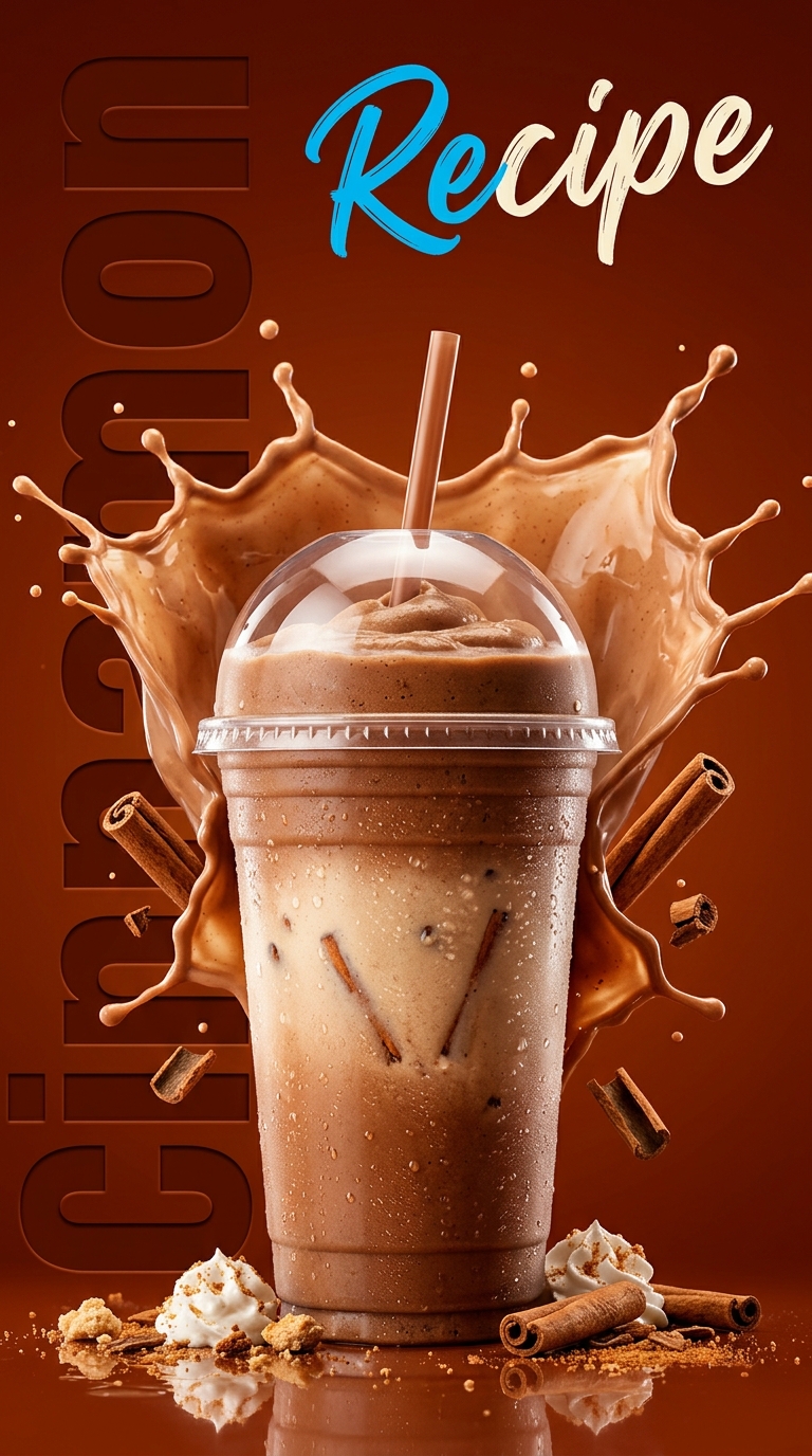 Creamy cinnamon milkshake topped with whipped cream and a cinnamon dusting