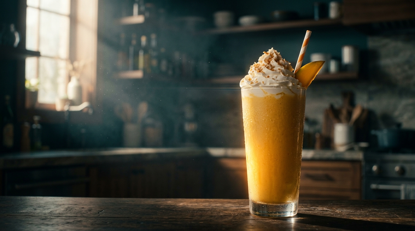 Coconut Mango Milkshake - styled presentation