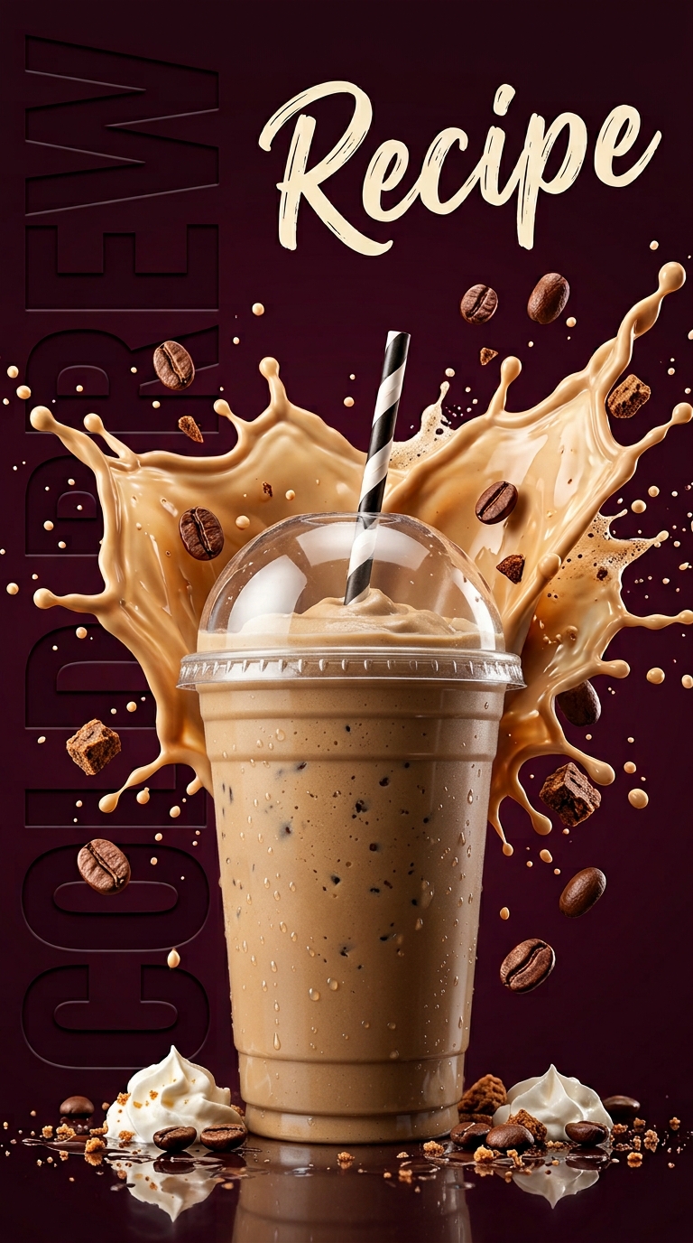 Creamy cold brew milkshake topped with whipped cream in a chilled glass