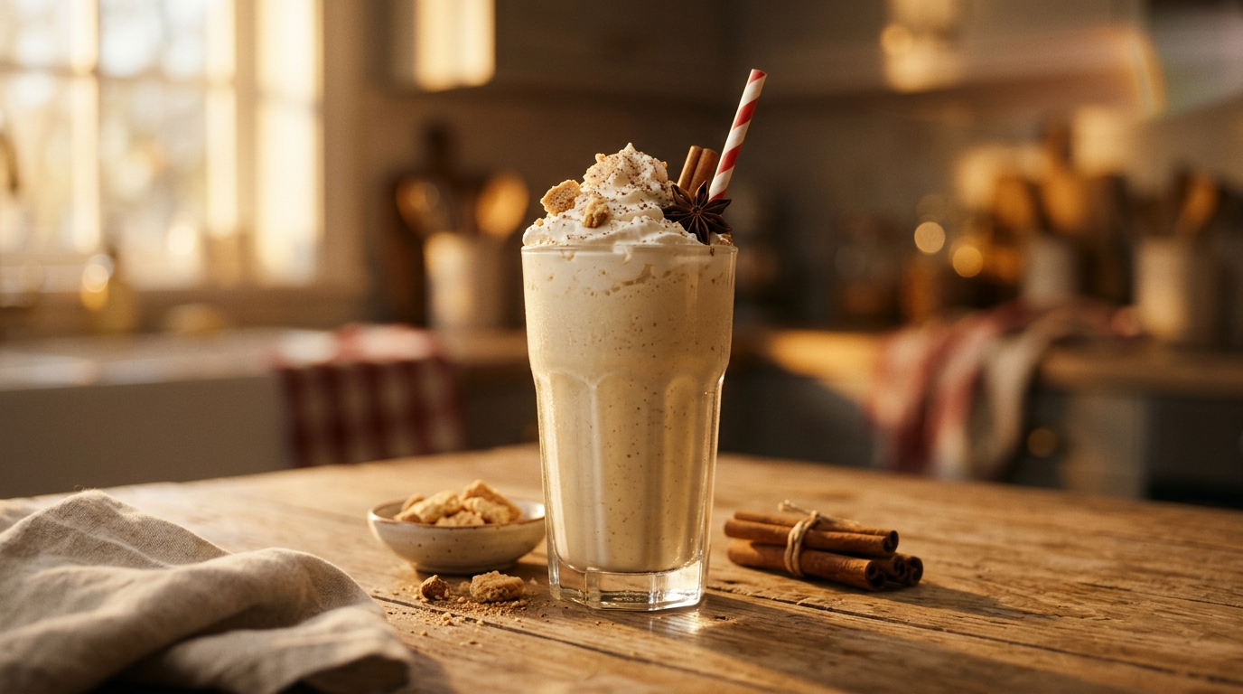 Finished eggnog milkshake ready to enjoy