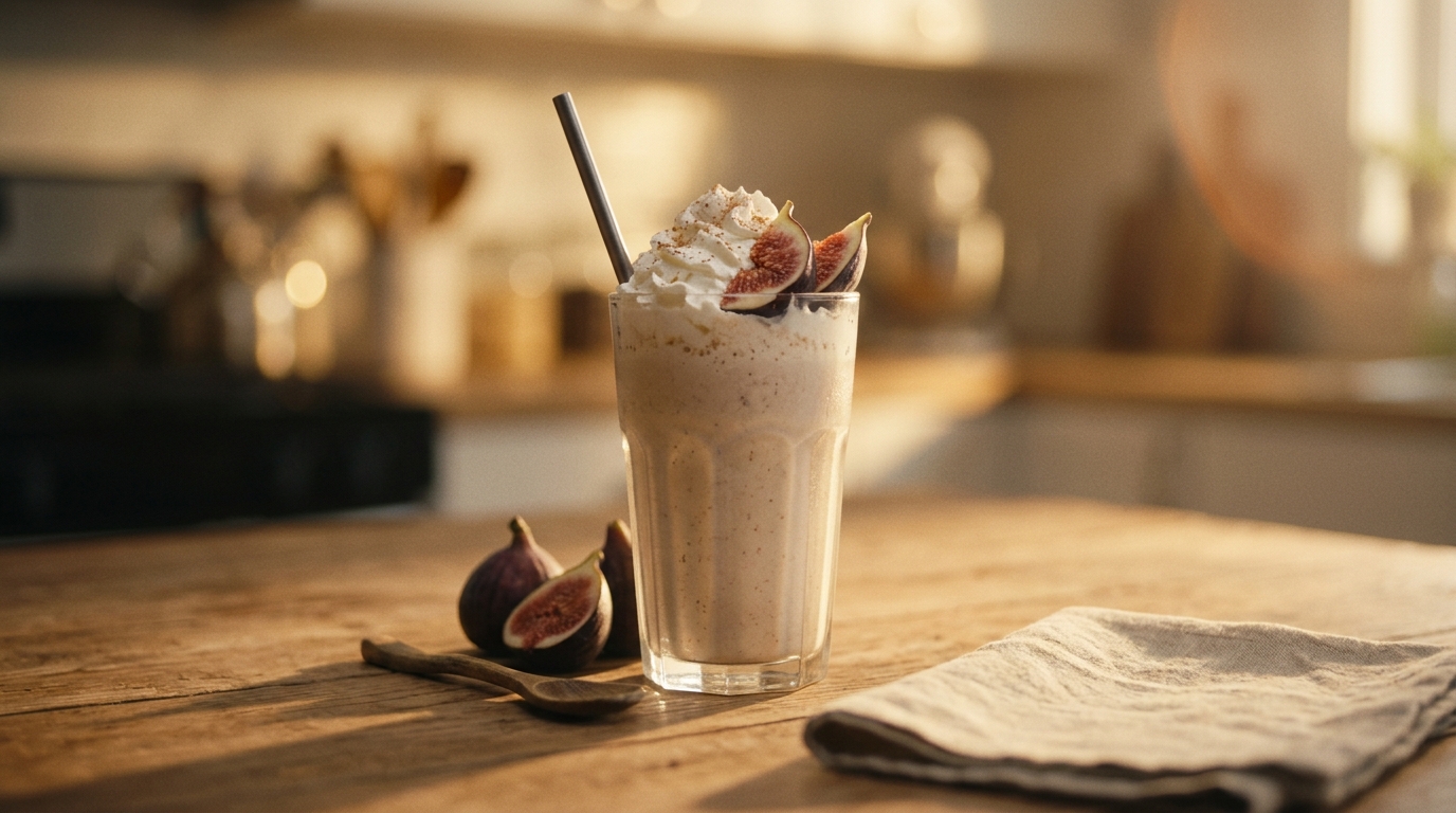 Finished fig milkshake ready to enjoy