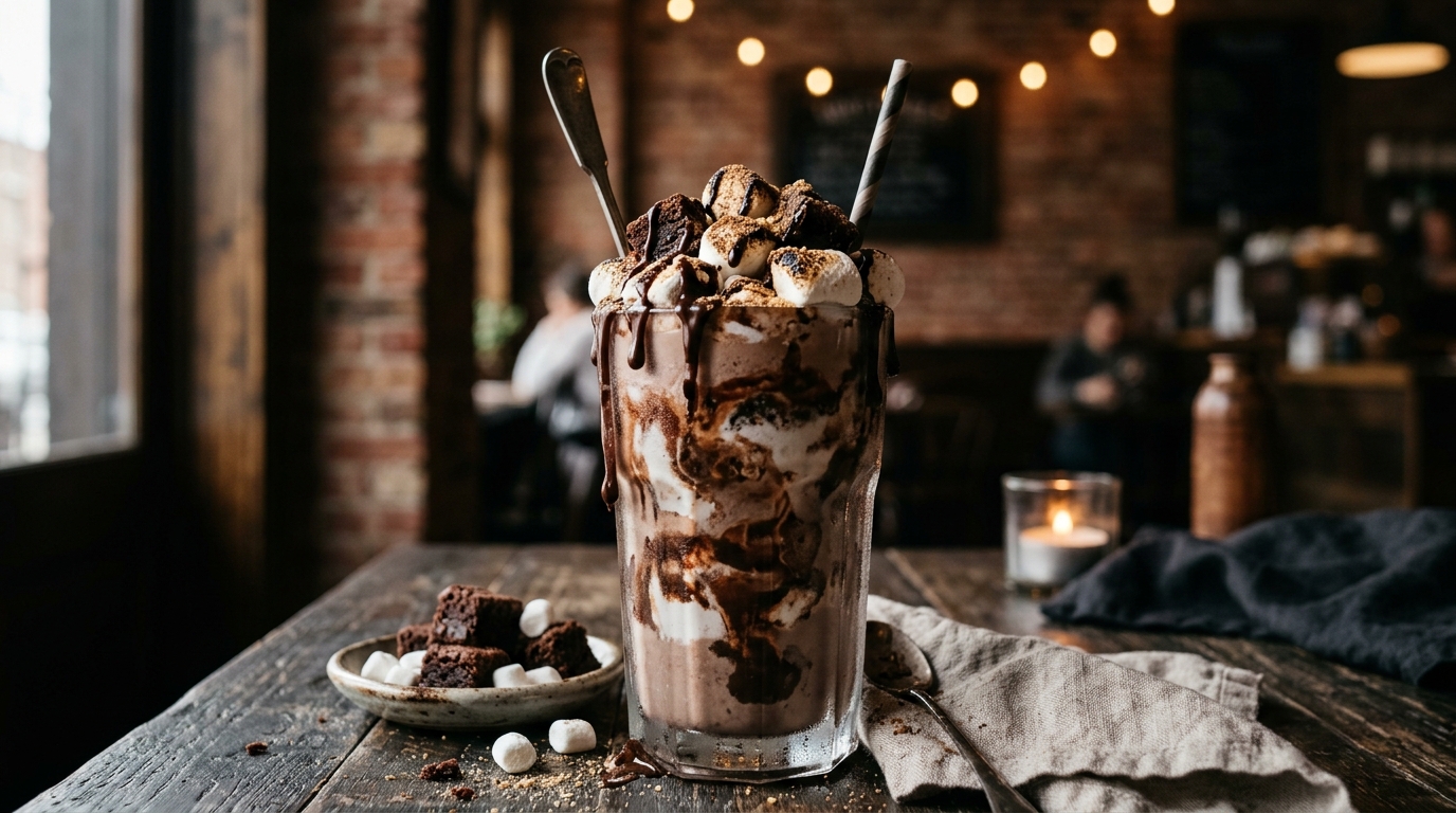 Finished brownie marshmallow swirl milkshake served
