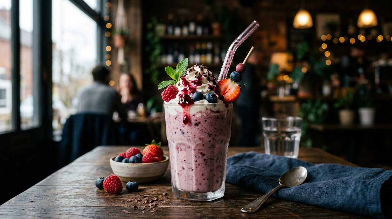 Finished spring berry blast milkshake served