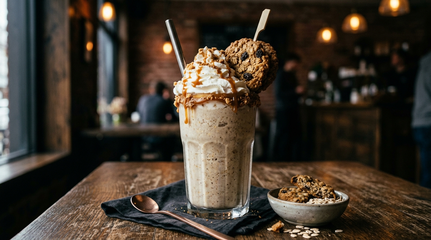 Finished hearty oatmeal cookie milkshake served