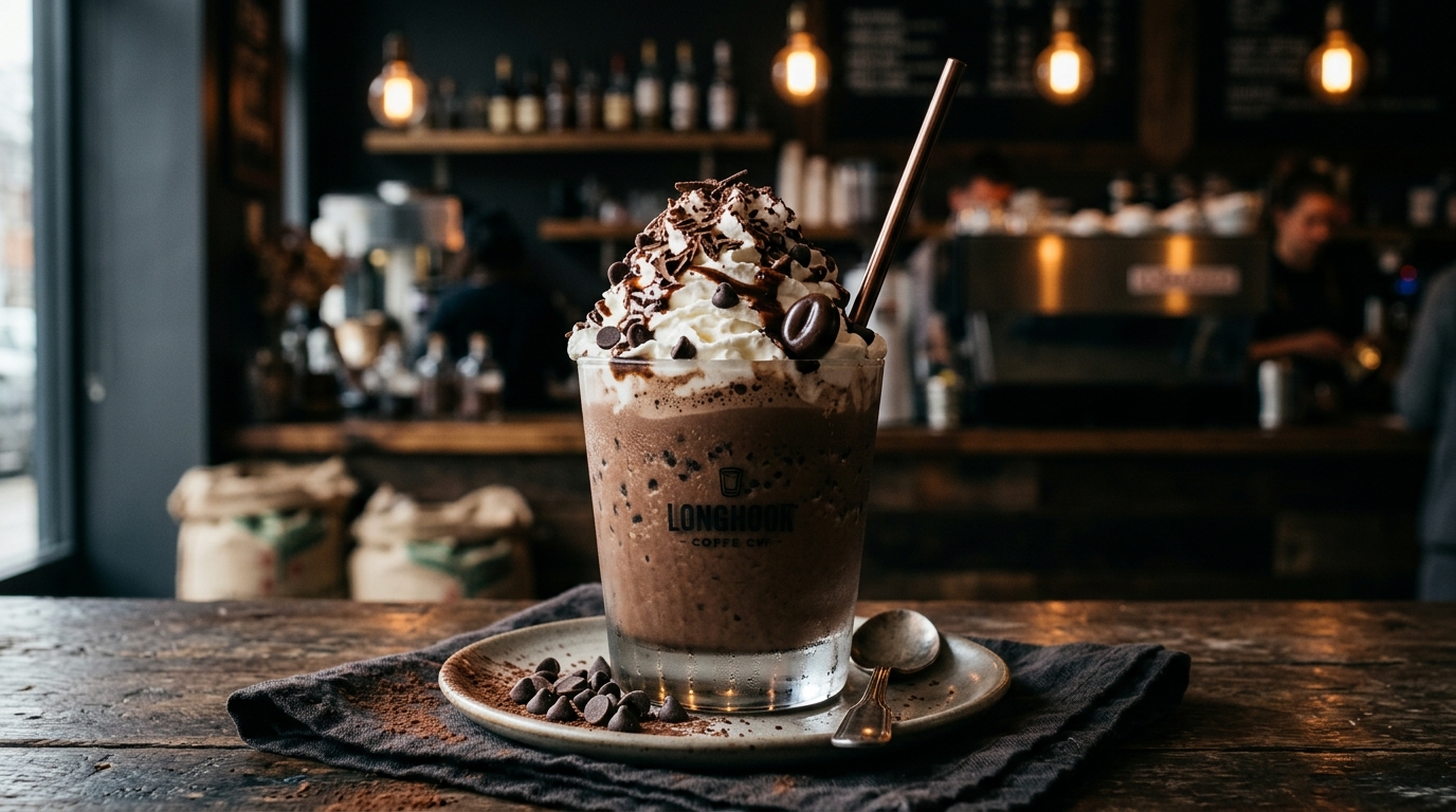 Finished espresso chocolate chip milkshake served