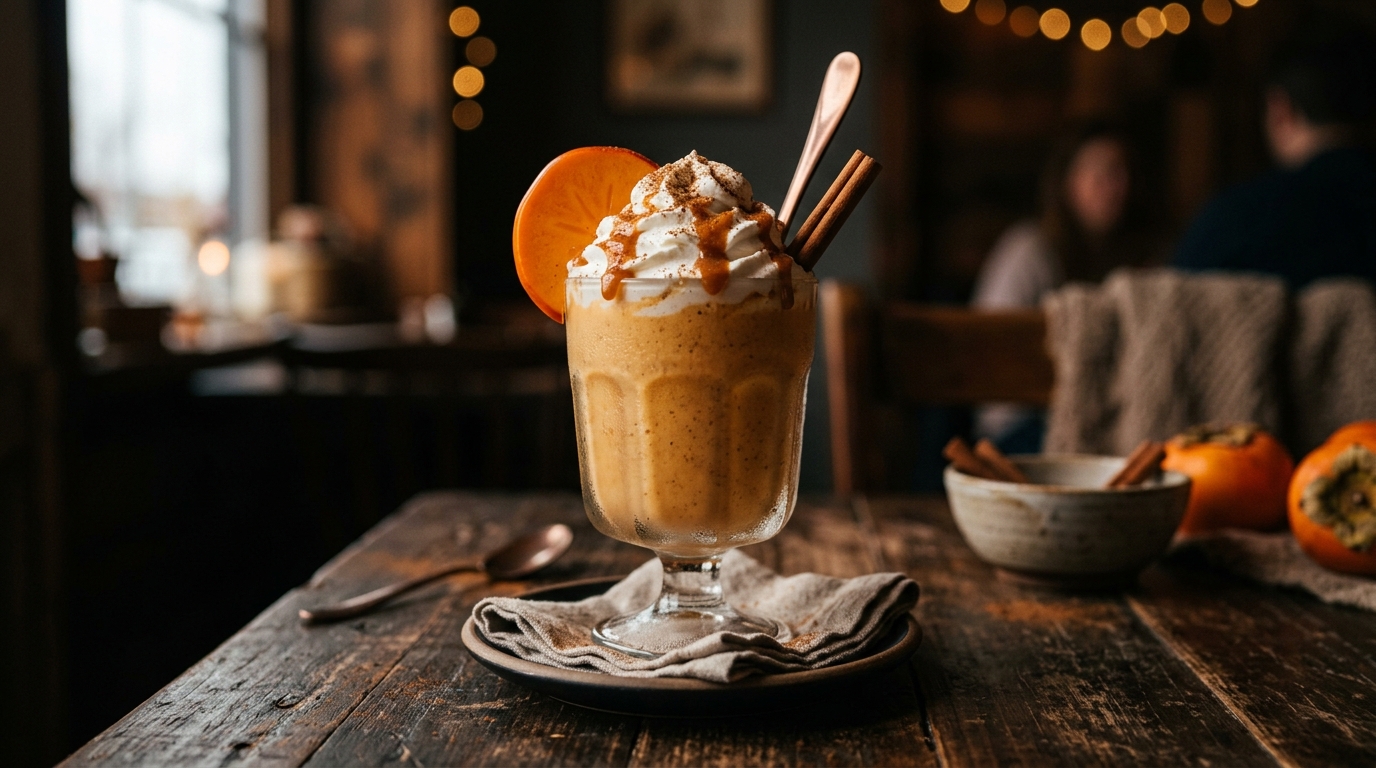 Finished persimmon spice milkshake served