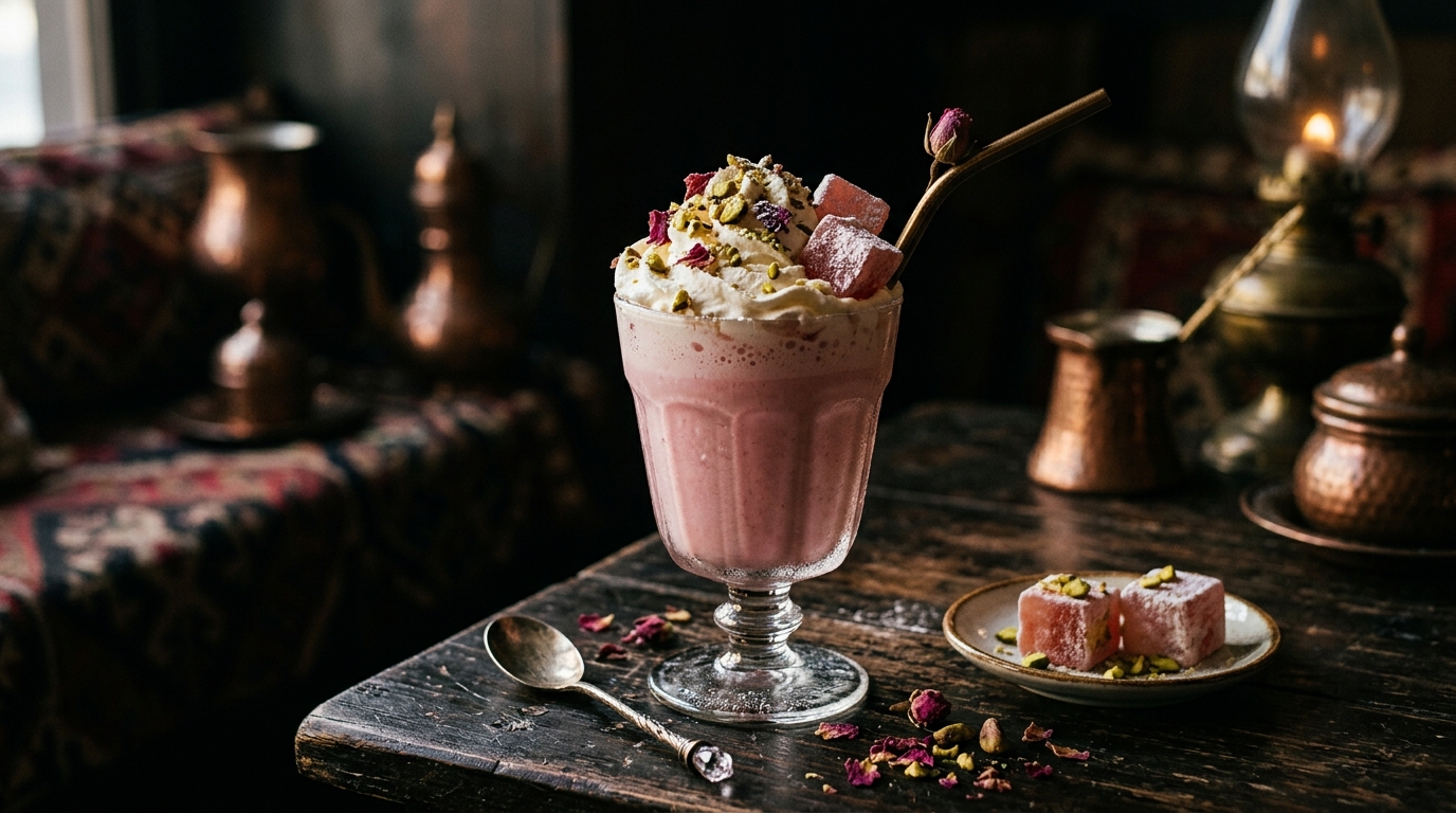 Finished turkish delight rosewater milkshake served