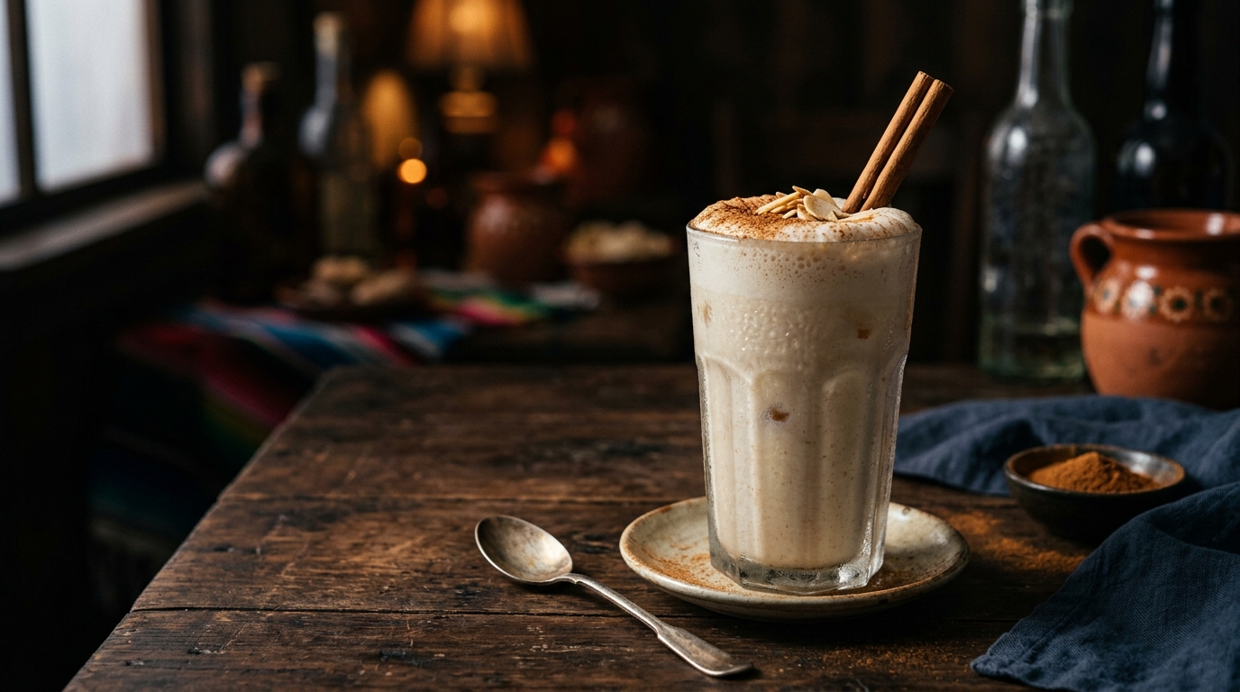 Finished mexican horchata milkshake served