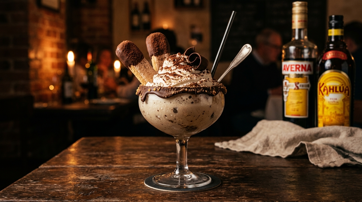Finished italian tiramisu milkshake served