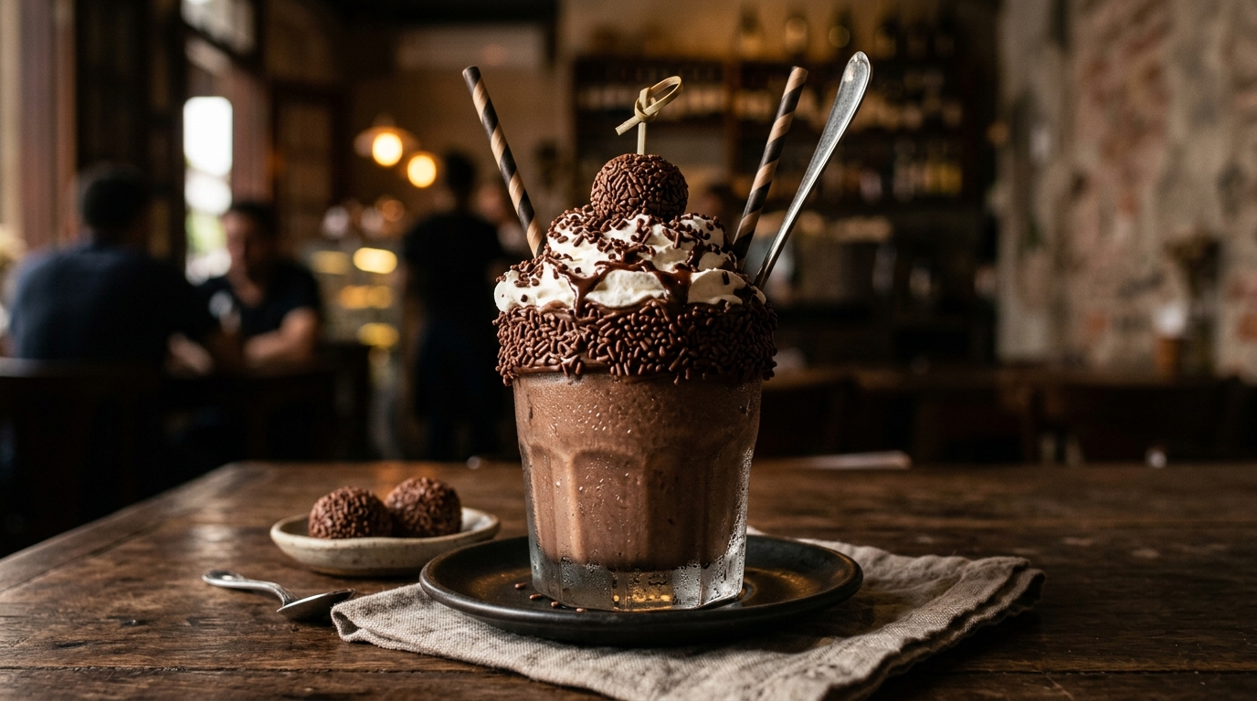 Finished brazilian brigadeiro milkshake served