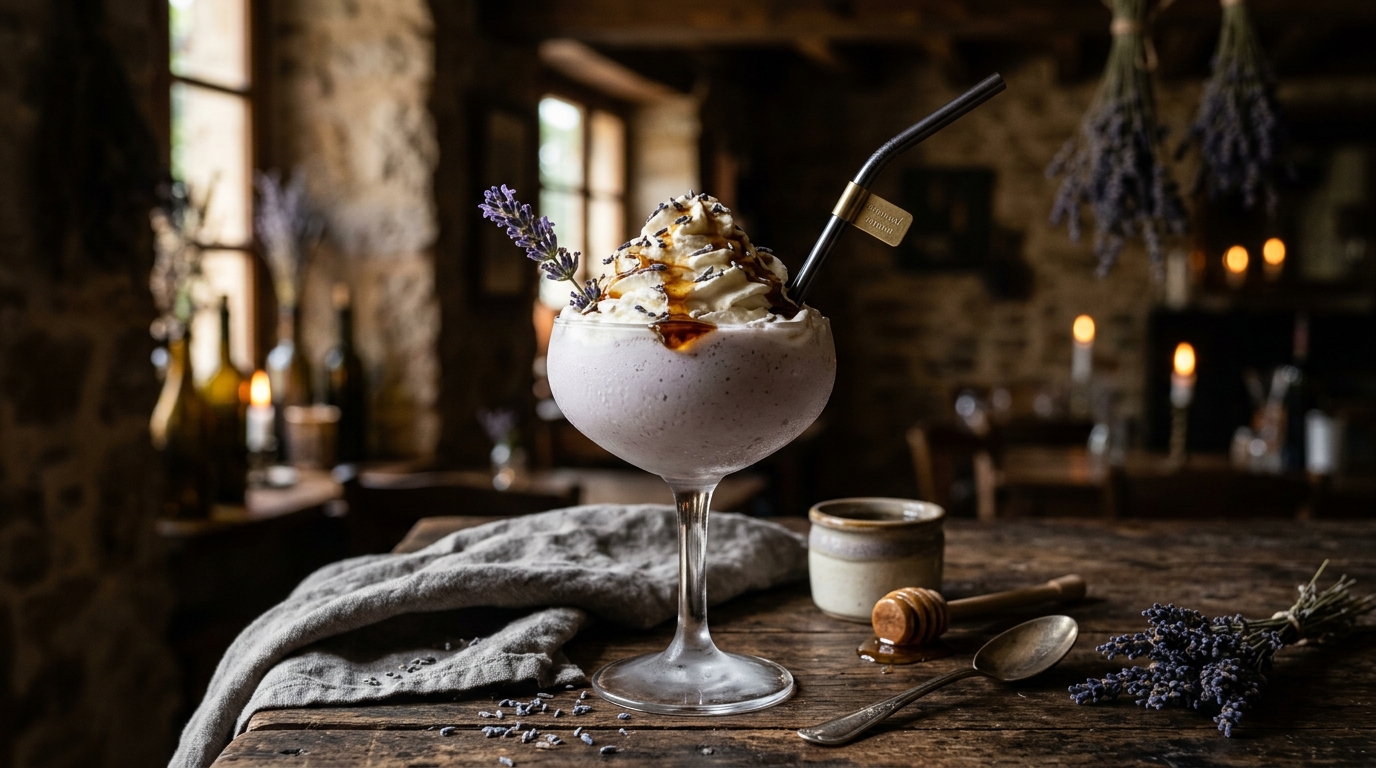 Finished french lavender honey milkshake served