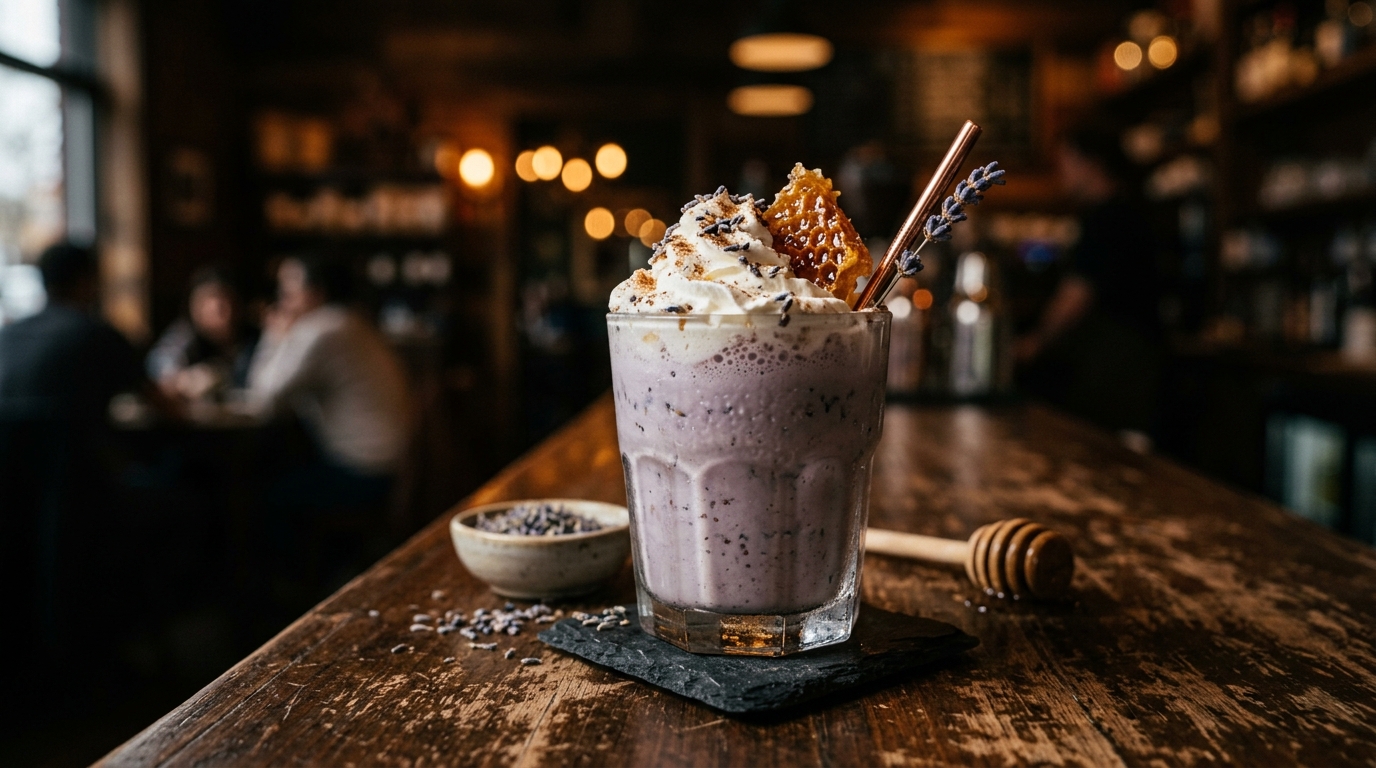 Finished spiced honey lavender milkshake served