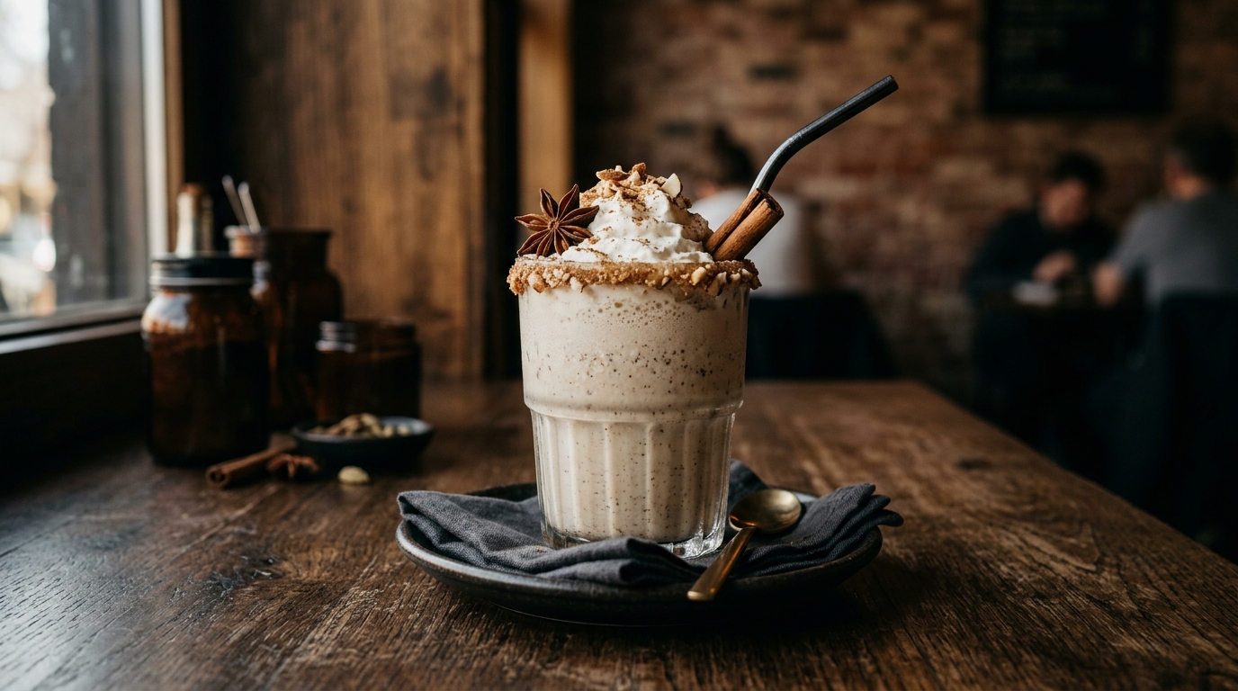 Finished chai spiced almond milkshake served