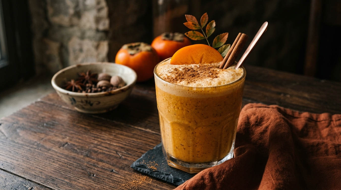 Finished persimmon spice protein shake served