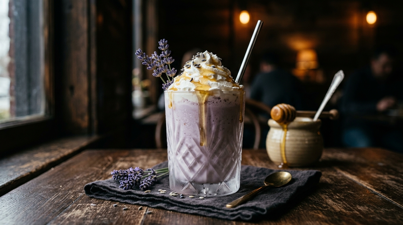 Finished creamy lavender honey milkshake served