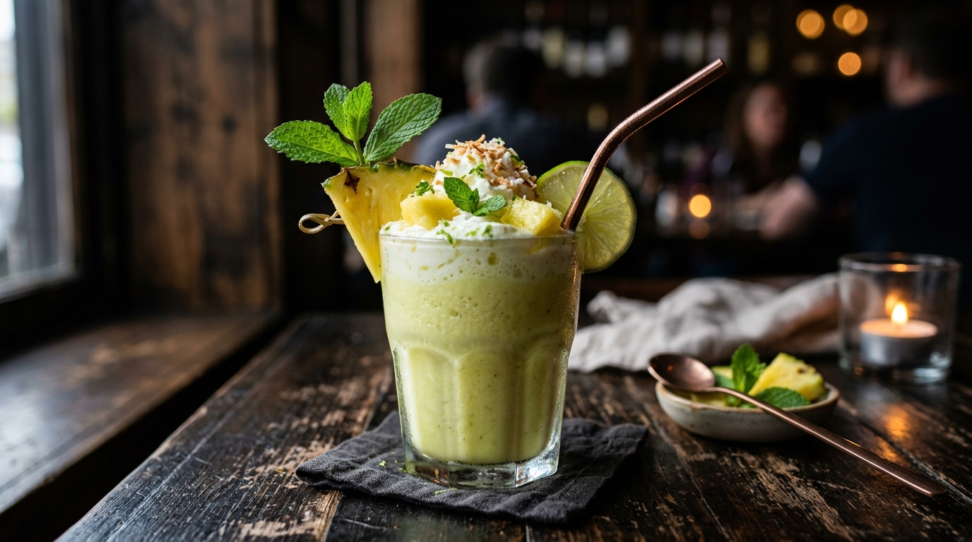 Finished zesty pineapple mint milkshake served