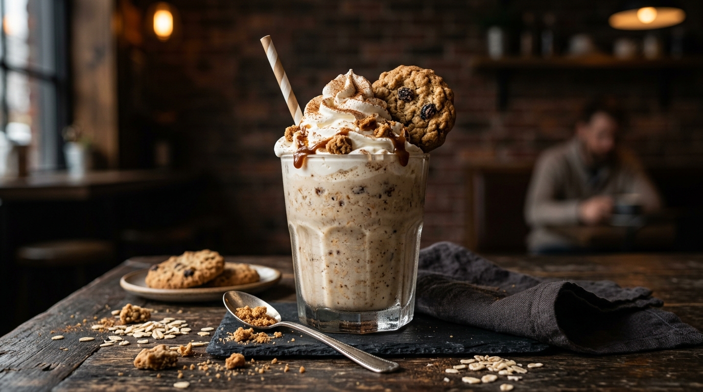 Finished oatmeal cookie milkshake served