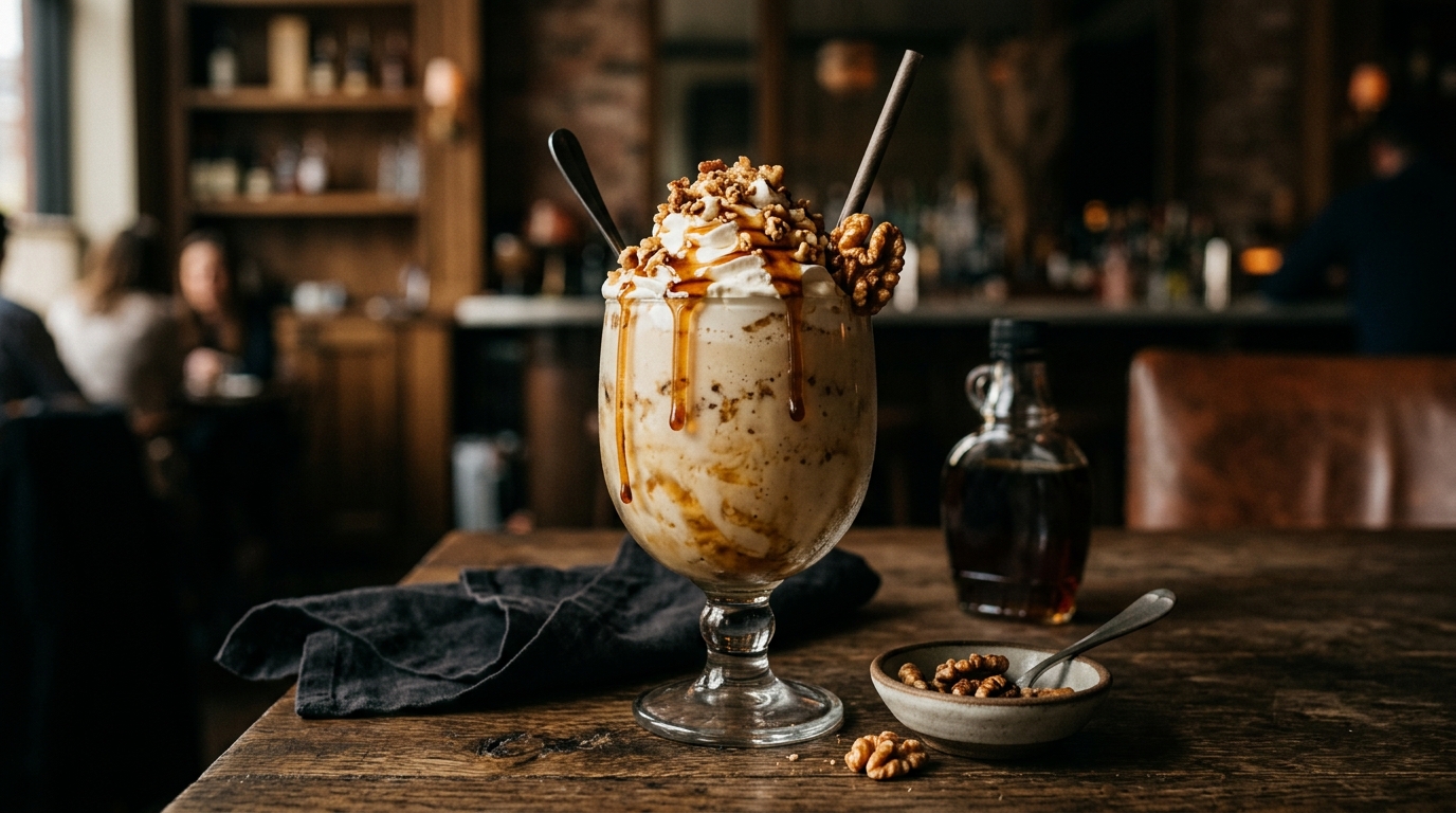 Finished walnut maple milkshake served