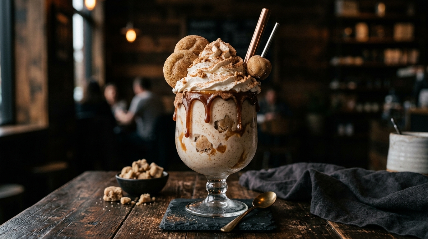 Finished snickerdoodle cookie dough milkshake served