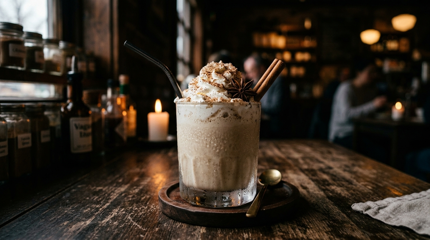 Finished chai spiced vanilla milkshake served