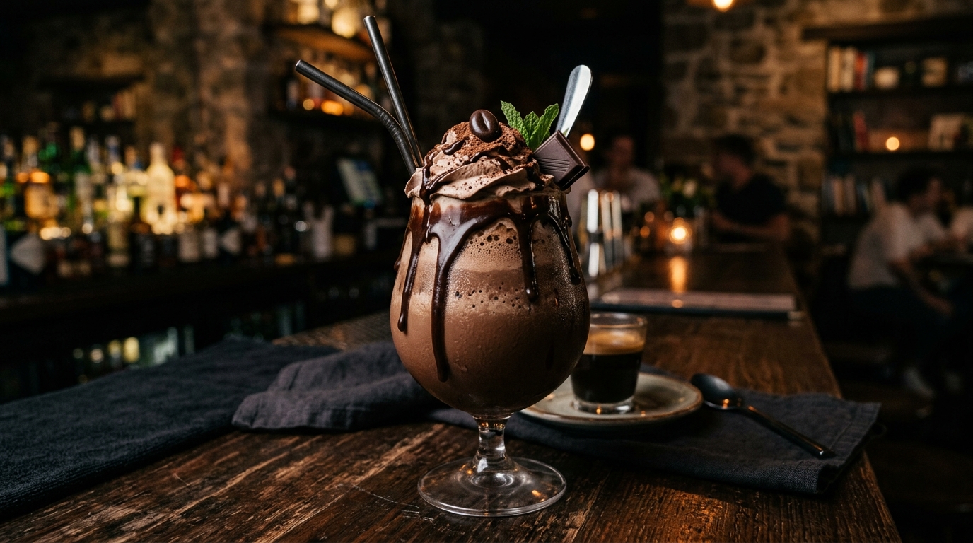 Finished espresso chocolate milkshake served