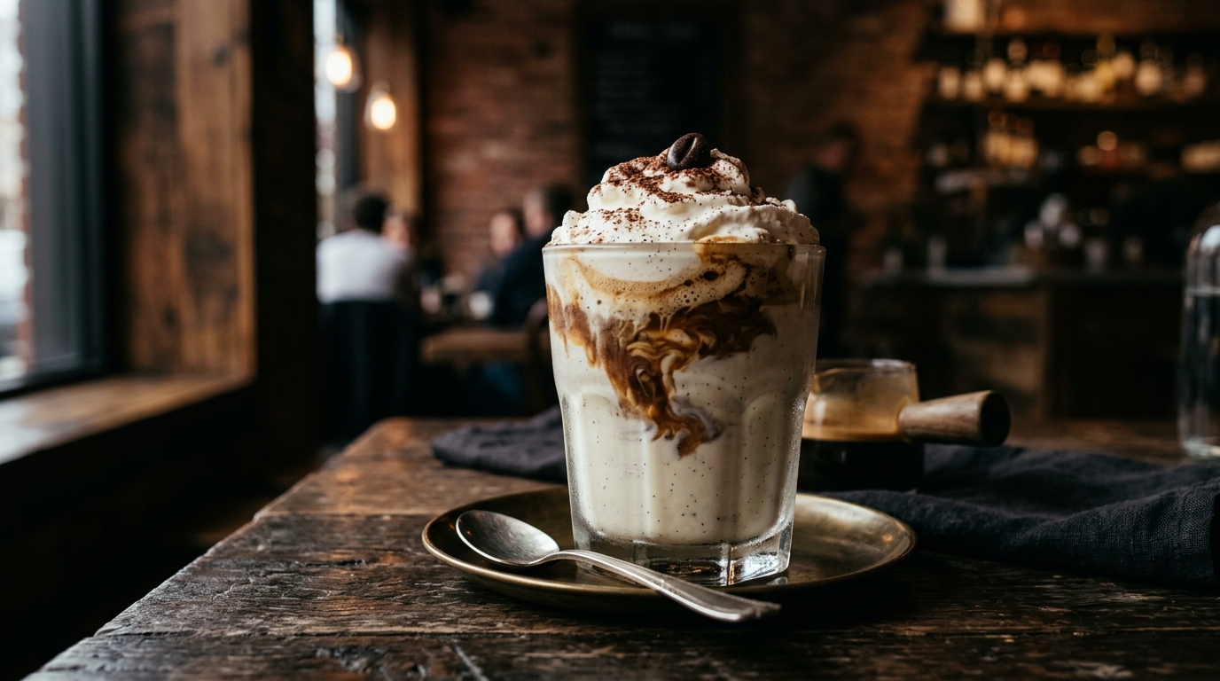 Finished affogato vanilla bean milkshake served