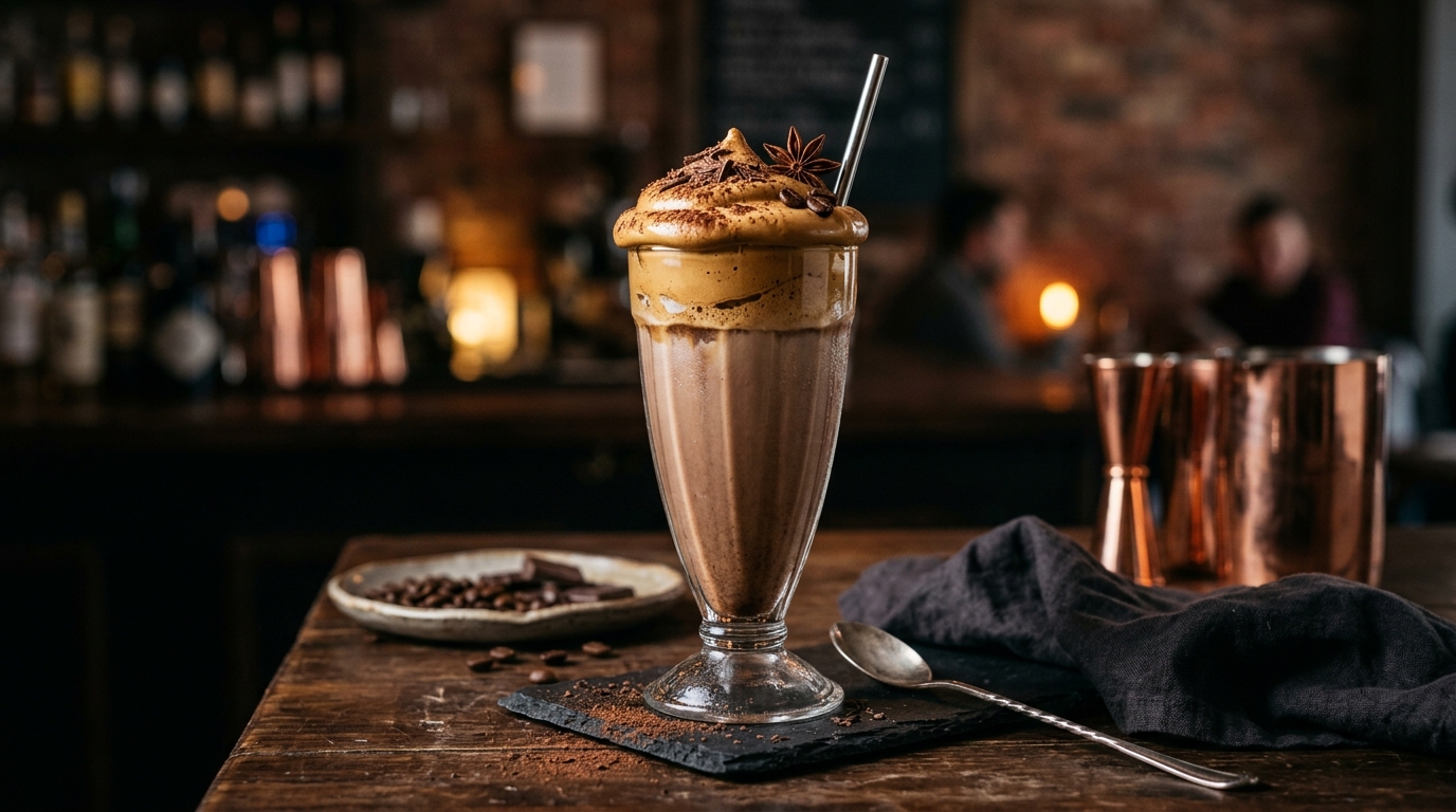 Finished dalgona coffee milkshake served