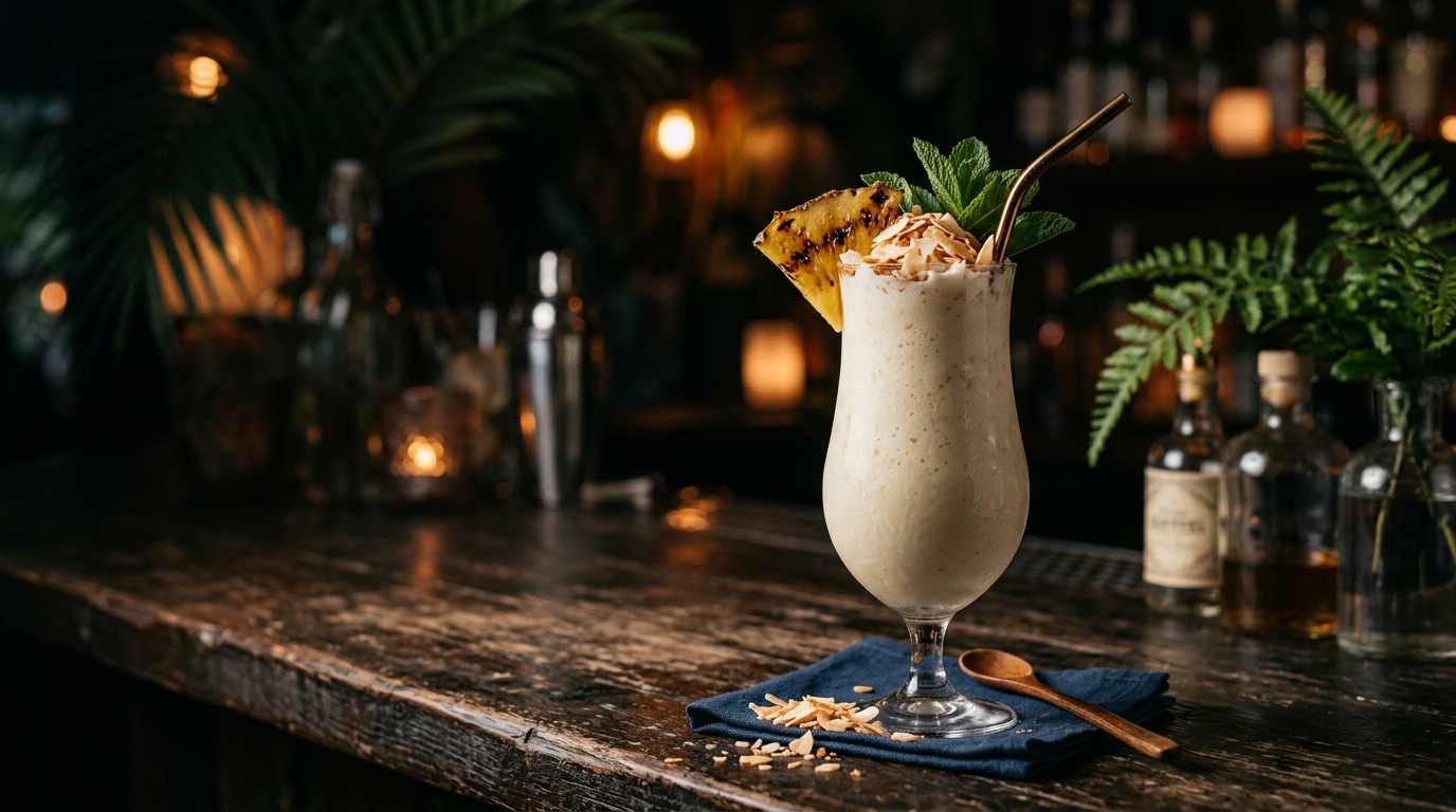 Finished exotic coconut and pineapple milkshake served