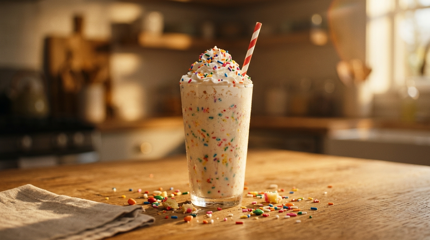 Finished funfetti milkshake ready to enjoy