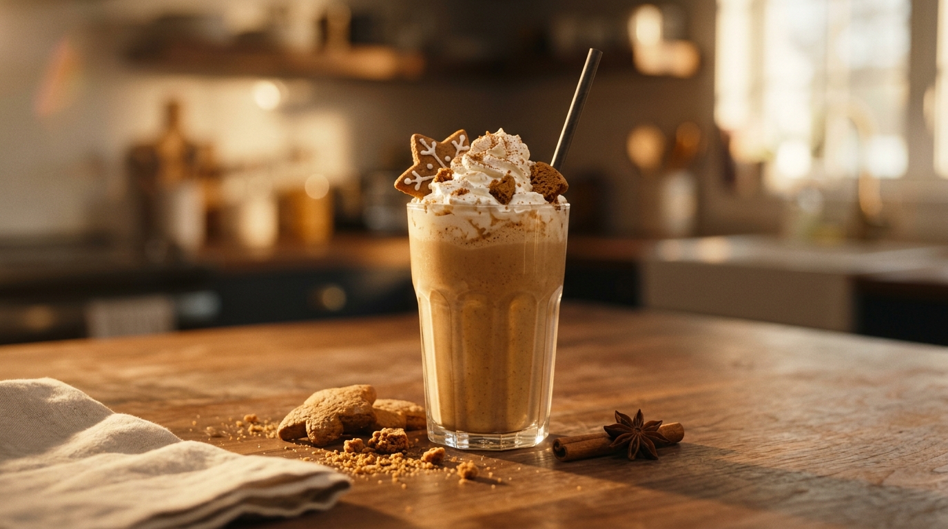 Finished gingerbread milkshake ready to enjoy