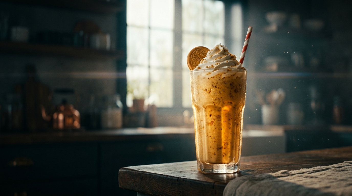 Golden Vanilla Cookie Milkshake - styled presentation