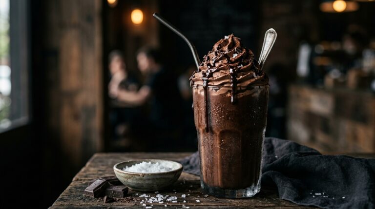 Decadent Dark Chocolate Milkshake with Sea Salt