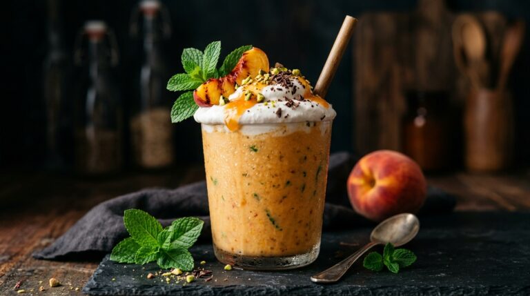 Refreshing Peach Mint Vegan Milkshake
